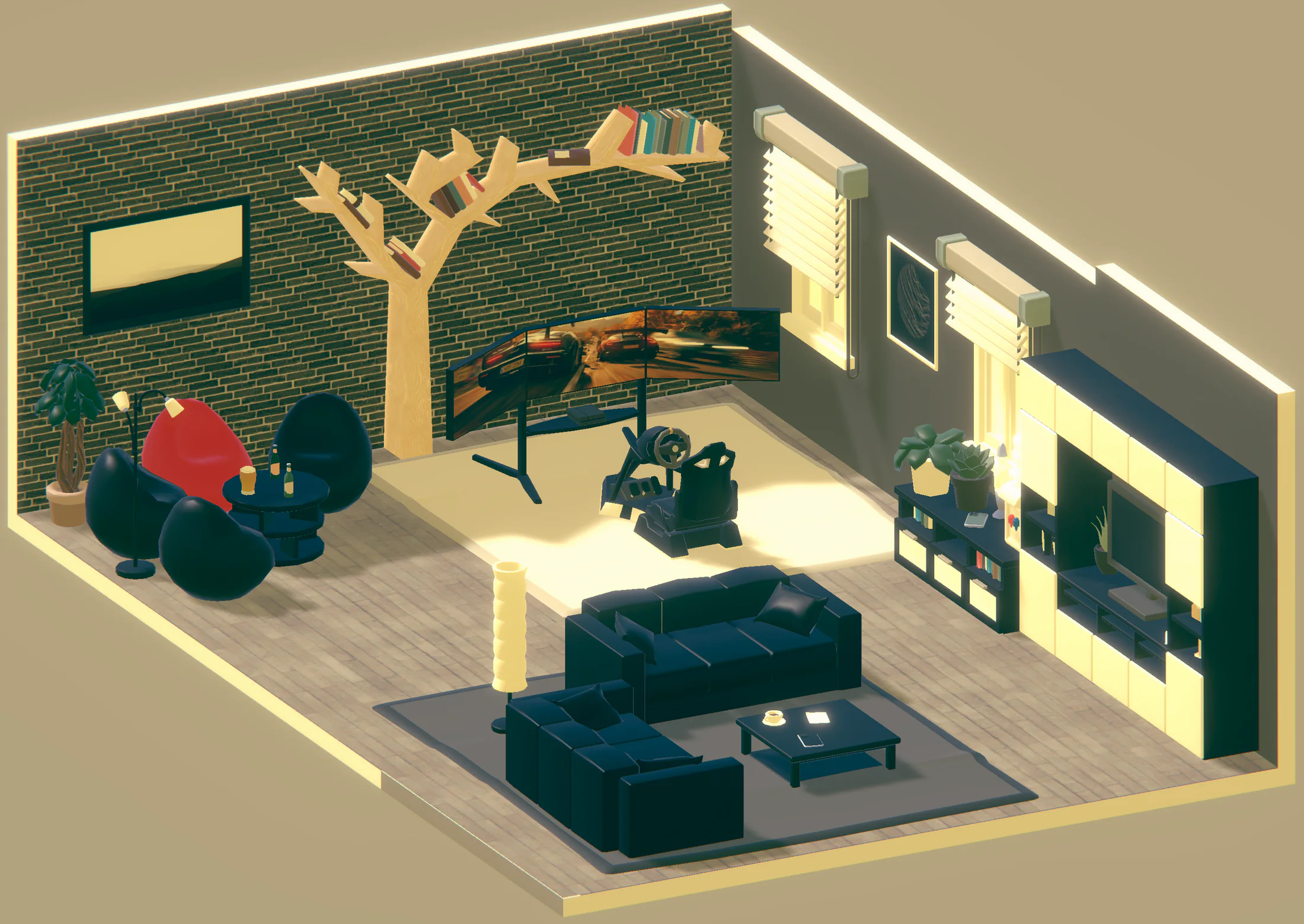 Bright racing and listening lounge