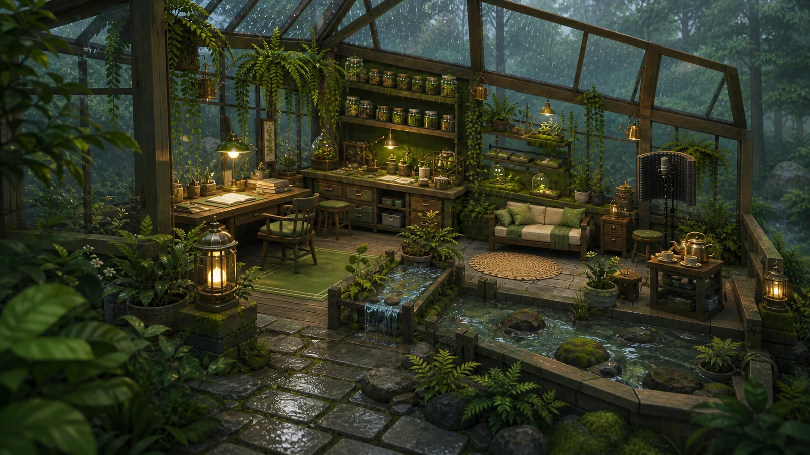 Forest Hideaway from a human-height perspective camera