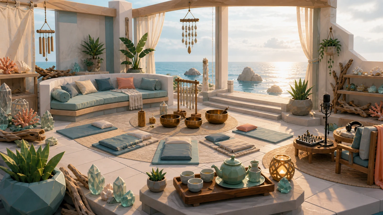 Seaside Retreat from a human-height perspective camera